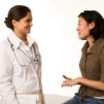 doctor and patient speaking with no background