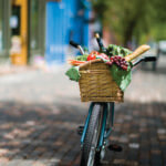 bike basket full of fresh produce